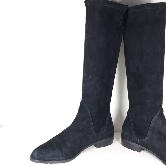 Stuart Weitzman Women's Lilene US 9 Black Suede Stretch Pull On Knee High Boots - Picture 6 of 16